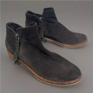 Dolce Vita Women's Sutton Boots Size 8.5 Gray Suede Double Zip Low Block Heel